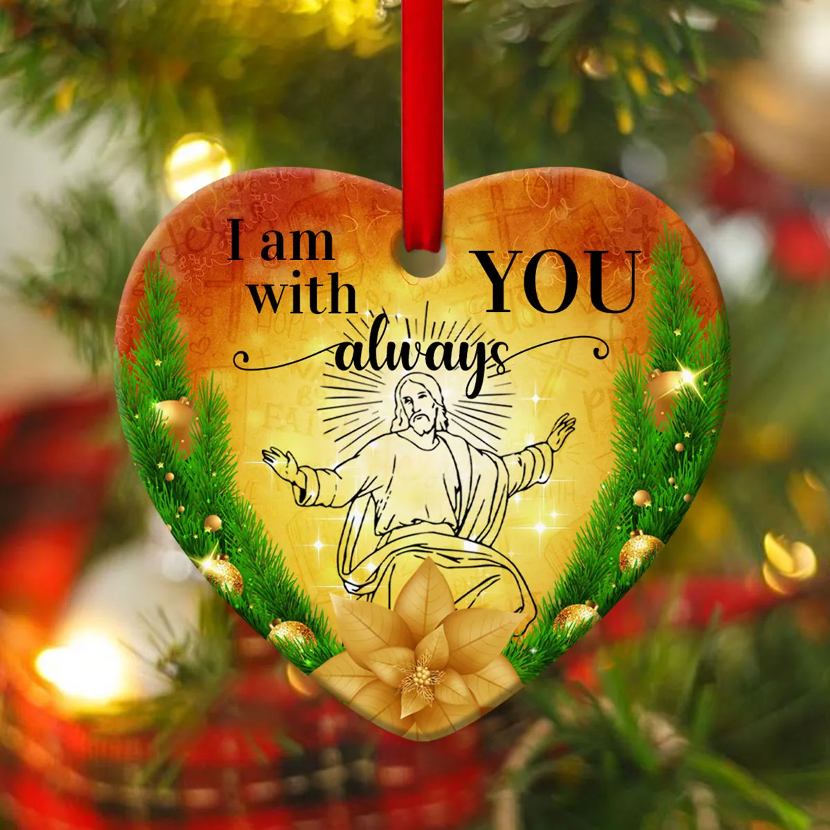 I Am With You, Always - Jesus Ceramic Heart Ornament - Christian Gift For Friends - Unique Gifts