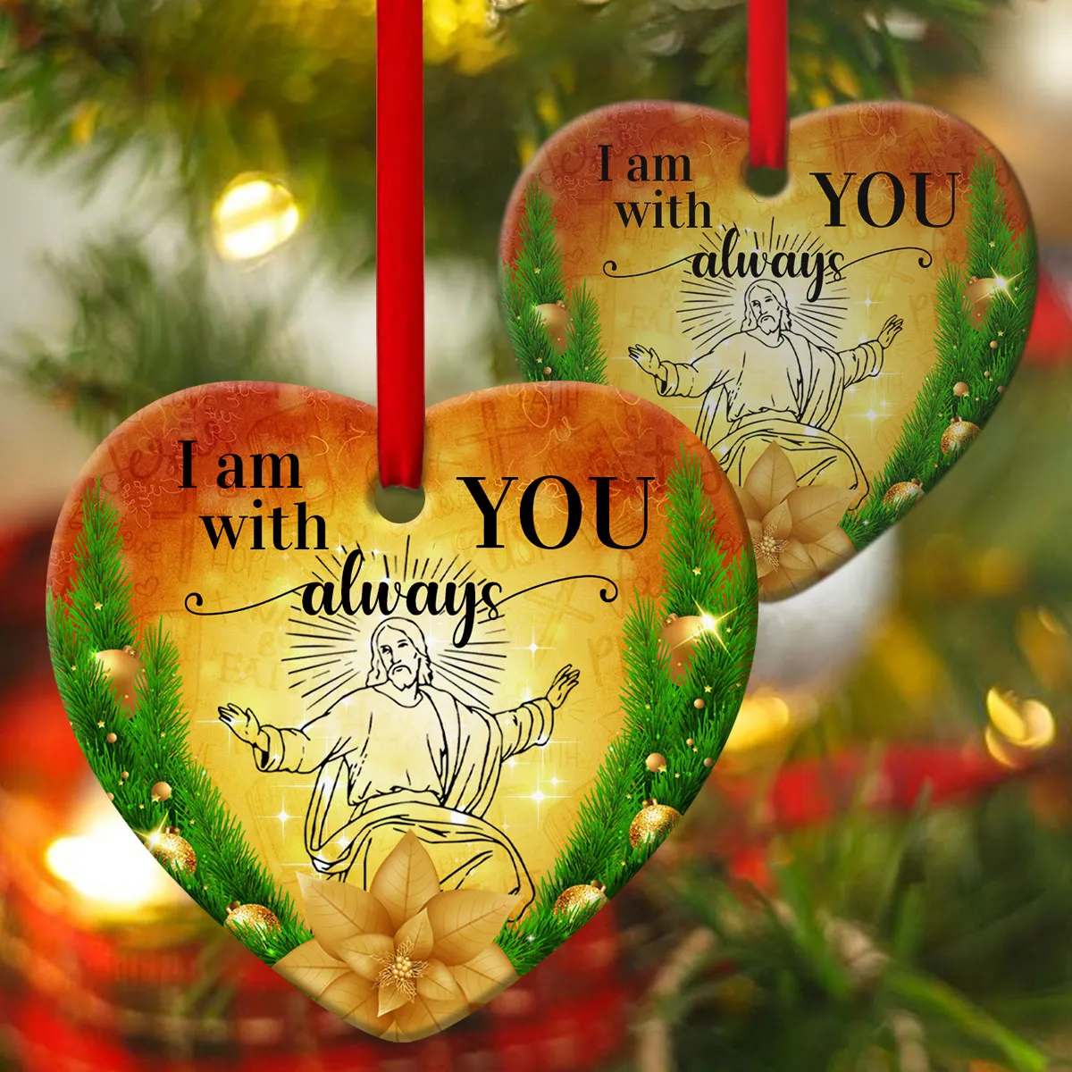 I Am With You, Always - Jesus Ceramic Heart Ornament - Christian Gift For Friends - Unique Gifts