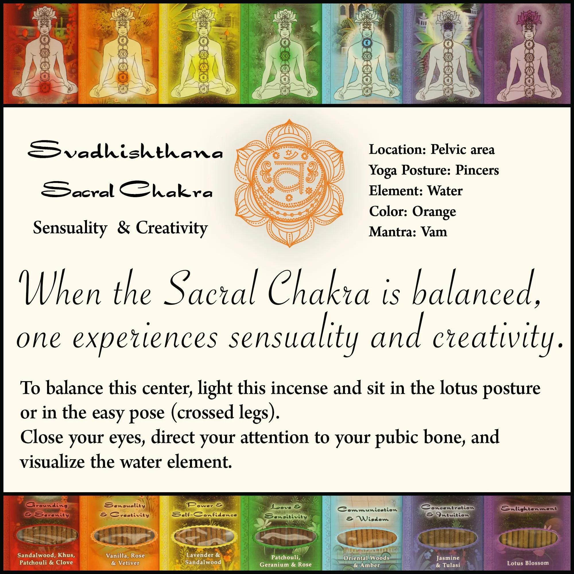 Incense Sticks Sacral Chakra Svadhishtana - Sensuality and Creativity