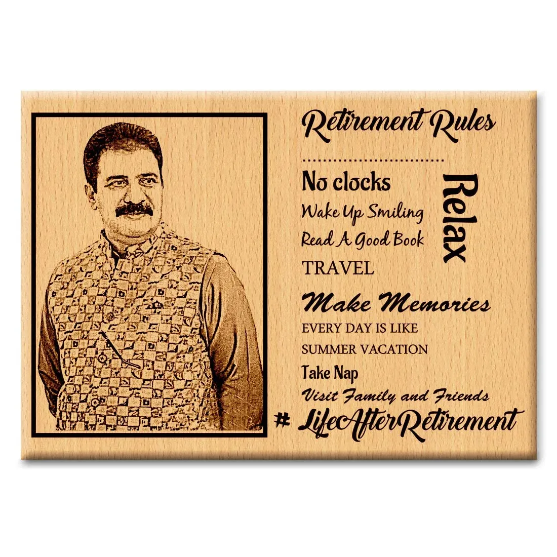 Incredible Gifts India Personalized Wooden Photo Frame Best Retirement Gift (7x5 Inches, Wood), Tabletop Rectangular