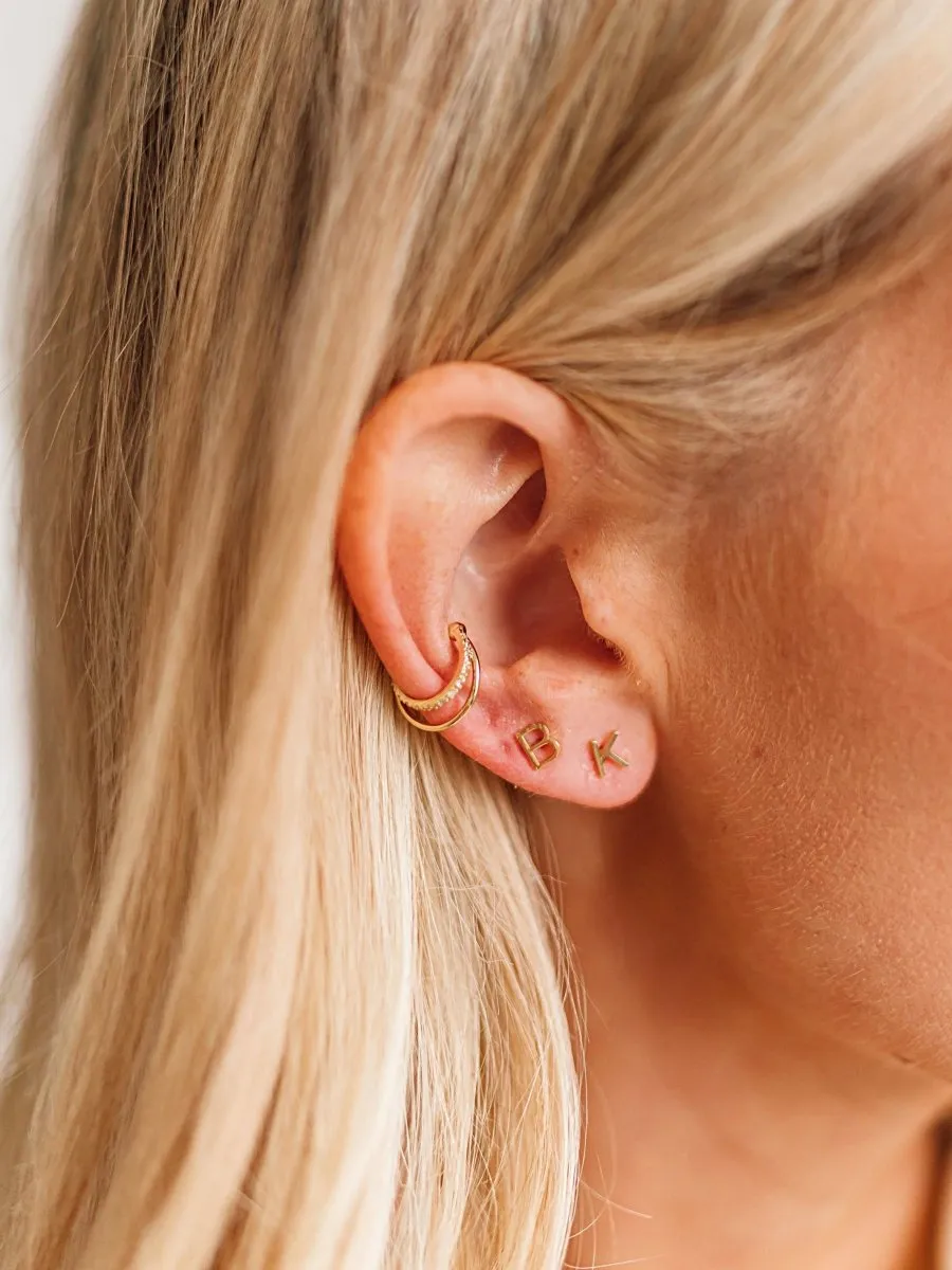 Initial Stud Earring 14K - K