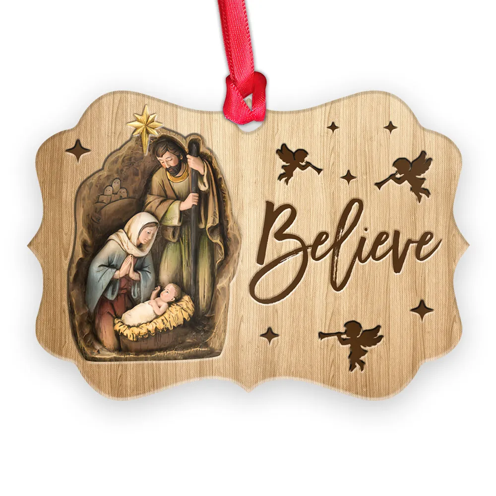 Jesus Nativity Believe Ornament - Christmas Ornament - Ciaocustom