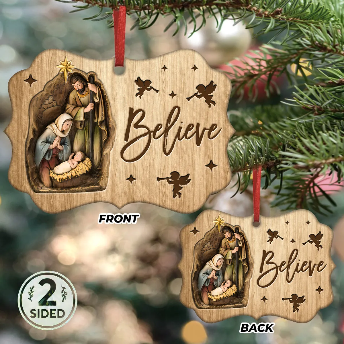 Jesus Nativity Believe Ornament - Christmas Ornament - Ciaocustom