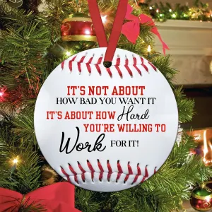 Just Work Hard Baseball Boy Ceramic Circle Ornament - Decorative Ornament - Christmas Ornament