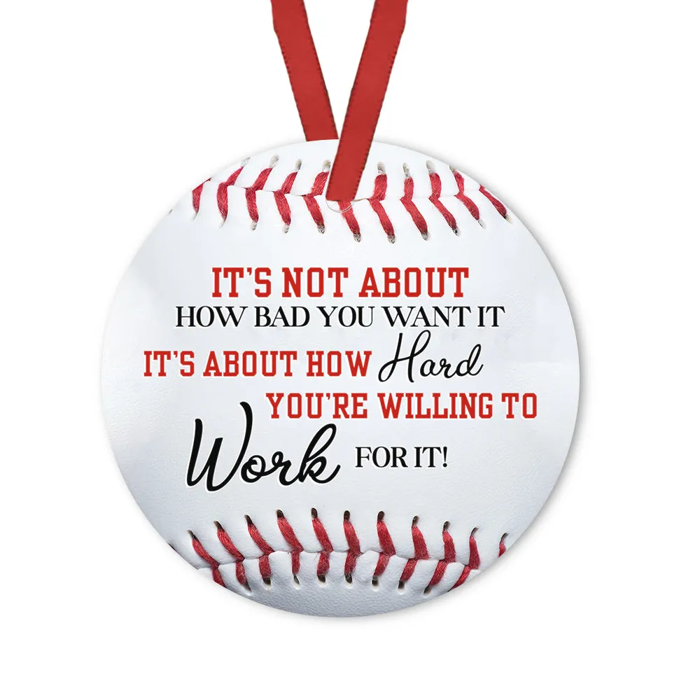 Just Work Hard Baseball Boy Ceramic Circle Ornament - Decorative Ornament - Christmas Ornament