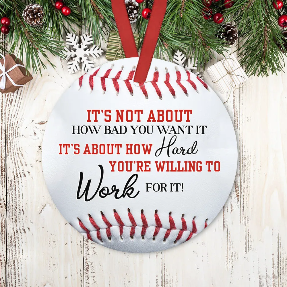 Just Work Hard Baseball Boy Ceramic Circle Ornament - Decorative Ornament - Christmas Ornament