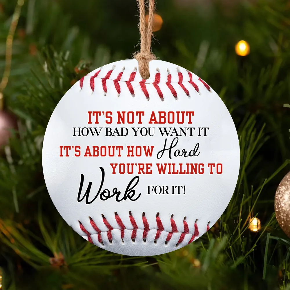 Just Work Hard Baseball Boy Ceramic Circle Ornament - Decorative Ornament - Christmas Ornament