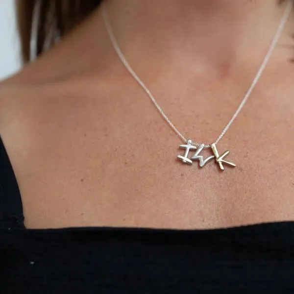 K - handwritten letter necklace