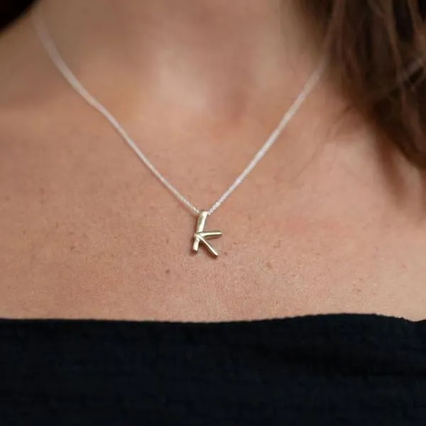 K - handwritten letter necklace