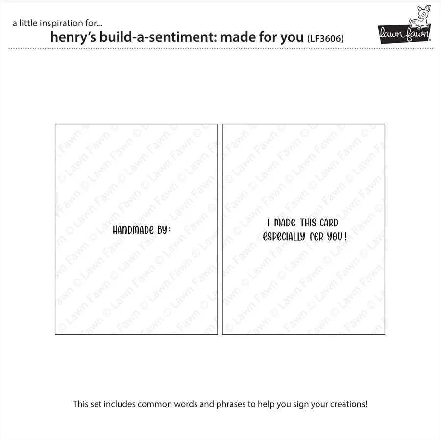 Lawn Fawn Clear Stamp Set - Henry's Build-a-Sentiment: Made For You