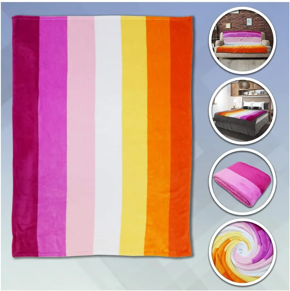 Lesbian Sunset Pride Super Plush Blanket 50X60 Soft Throw Blanket, Lgbt Lesbian Pride Blanket