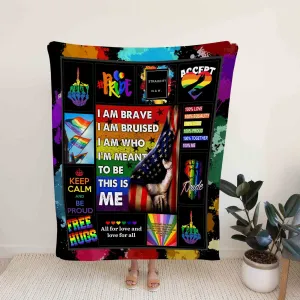 Lgbt Pride Blanket, I Am Brave Blanket, Free Hugs Blankets, Gaymer Gifts, Lesbian Gift