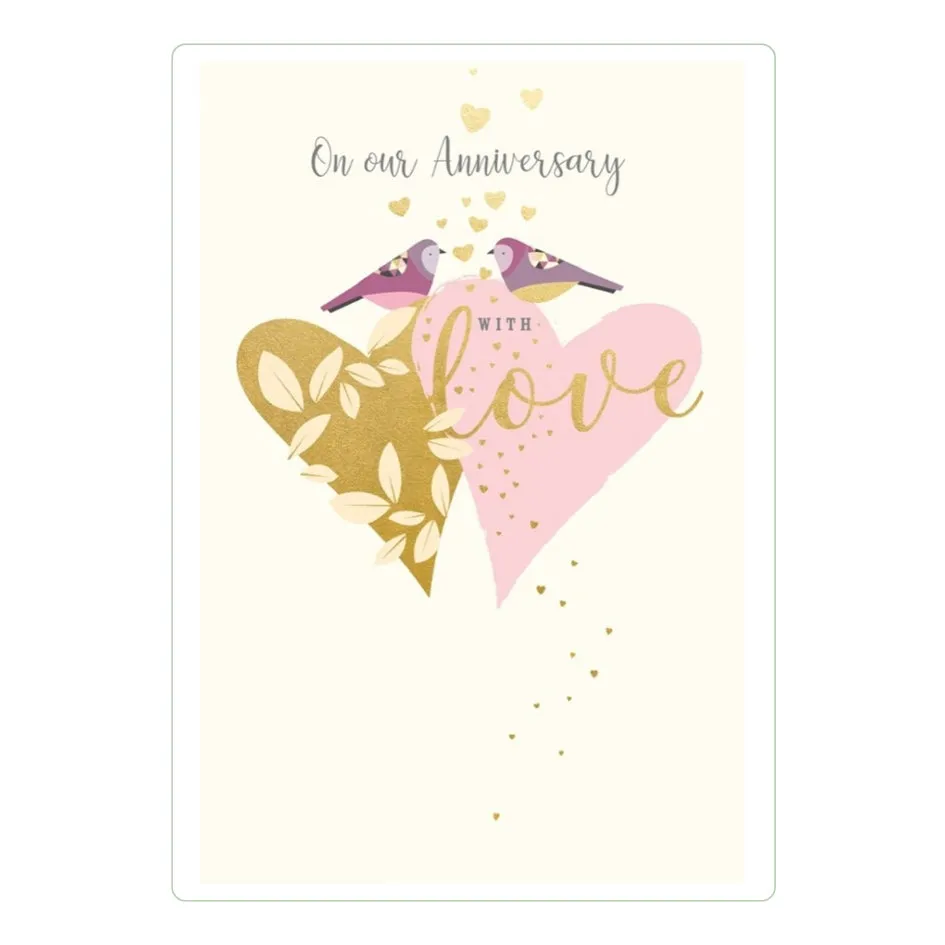 Lovebirds Heartfelt Anniversary Greeting Card