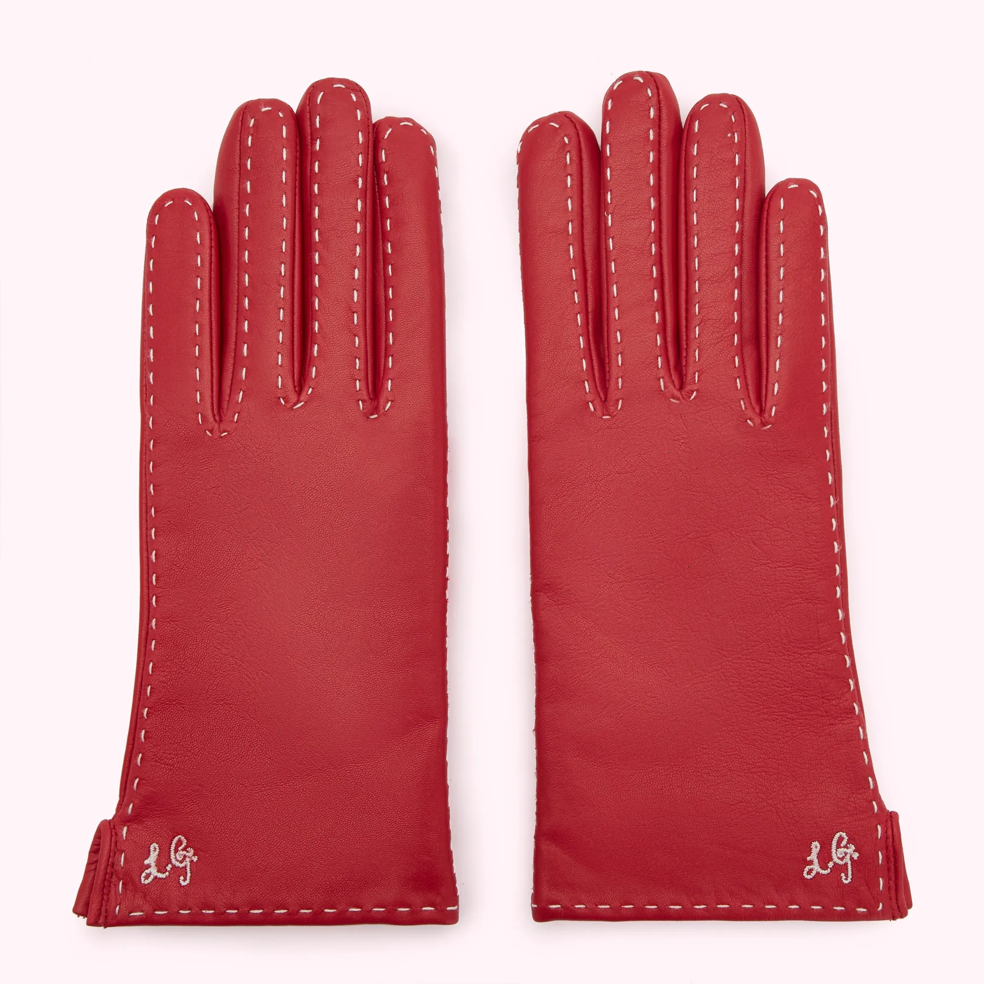 LULU RED CONTRAST STITCH KYLE LEATHER GLOVE