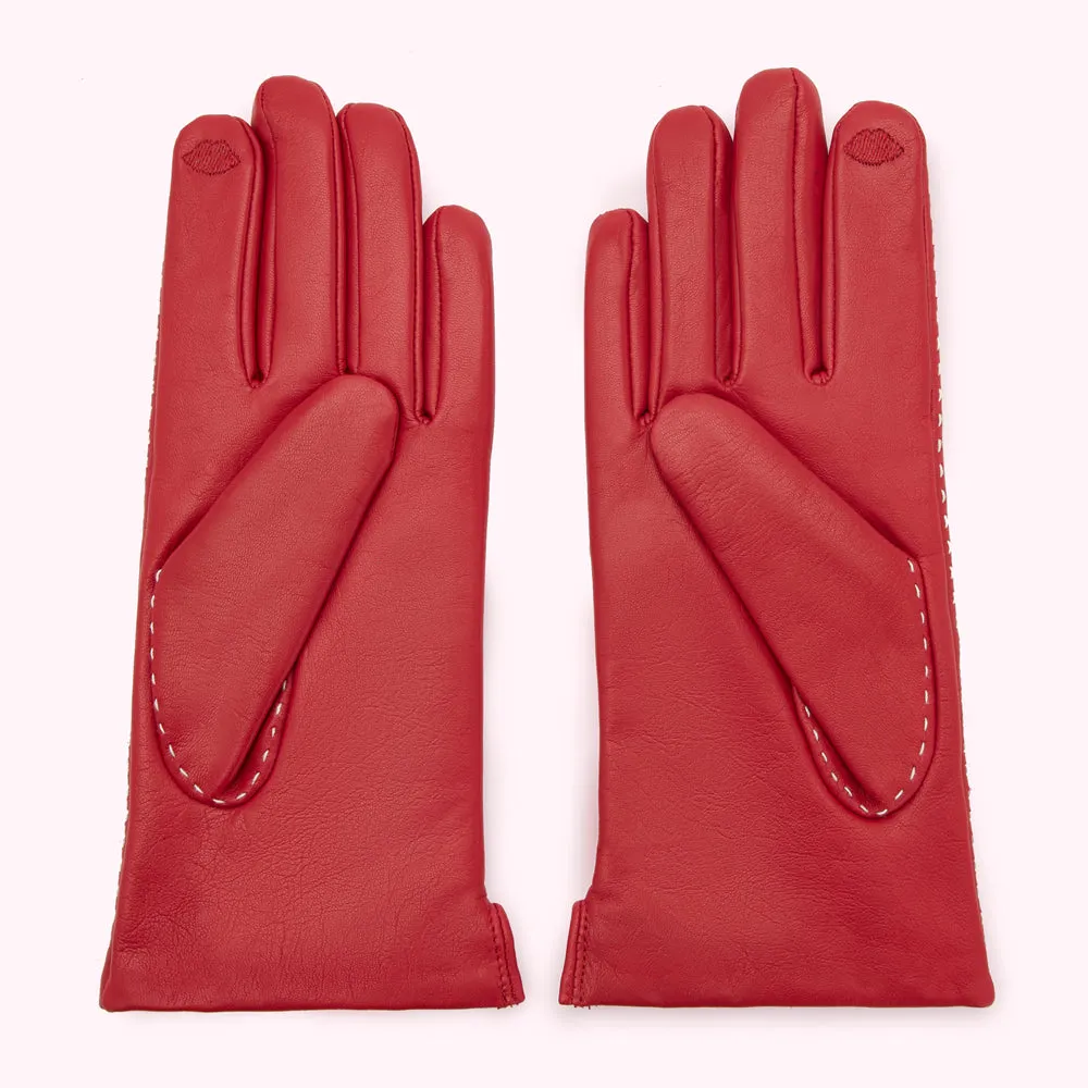 LULU RED CONTRAST STITCH KYLE LEATHER GLOVE