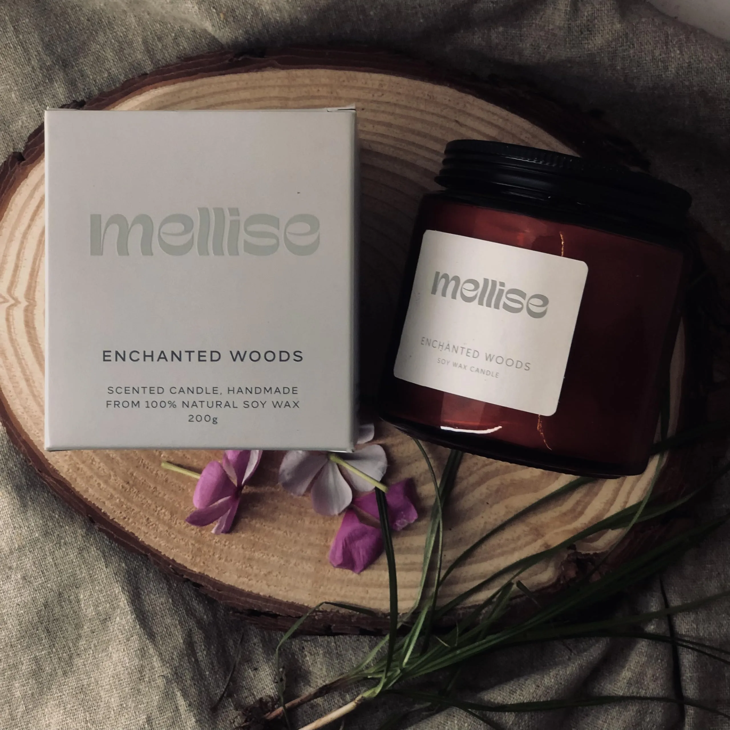 Mellise 200 gm Soy Wax Scented Candle in Glass Jar Lilac and Fresh Cut Grass Fragrance Burn Time 34 Hrs, Luxury Gift, Aromatherapy Fragrance Candles for Home Decor