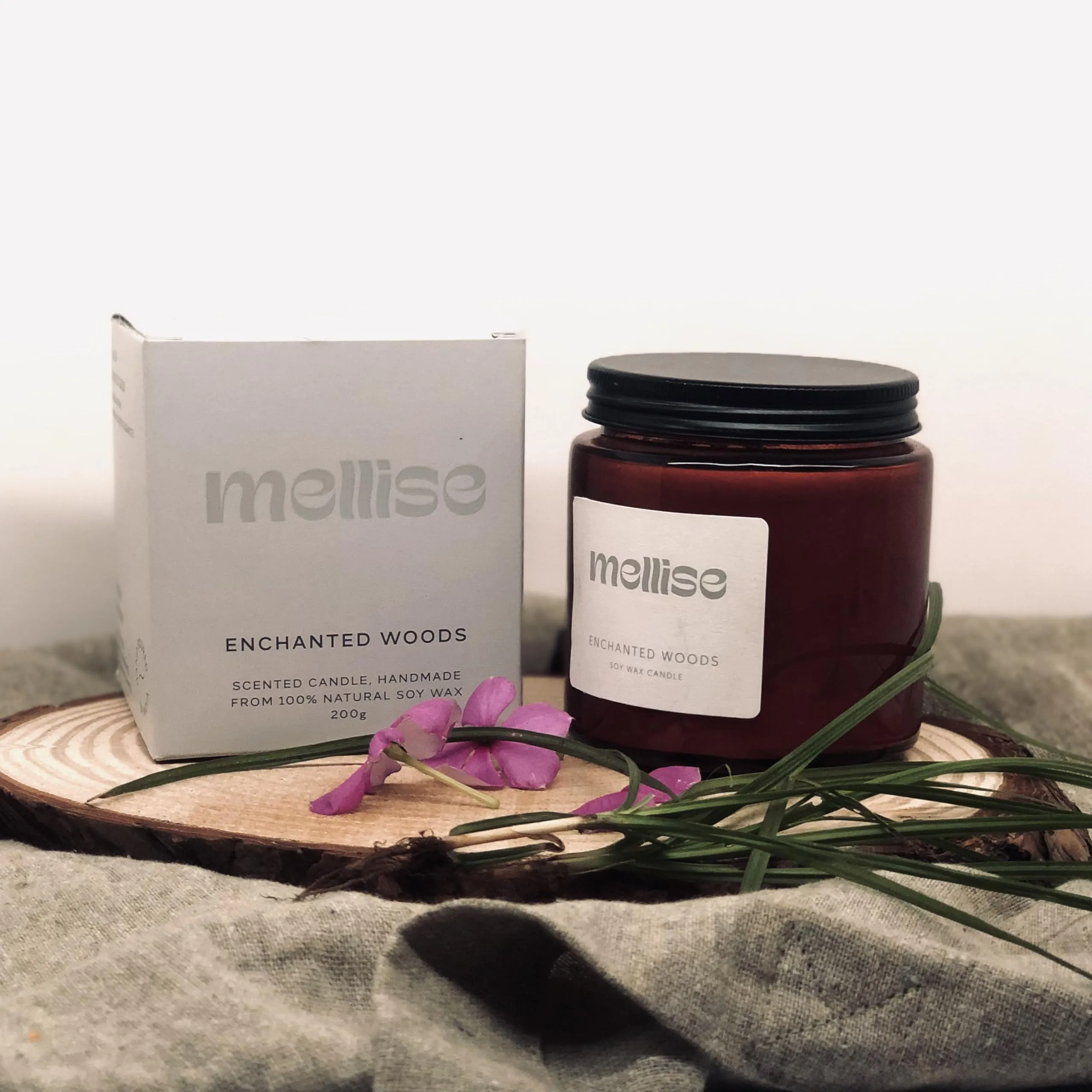 Mellise 200 gm Soy Wax Scented Candle in Glass Jar Lilac and Fresh Cut Grass Fragrance Burn Time 34 Hrs, Luxury Gift, Aromatherapy Fragrance Candles for Home Decor