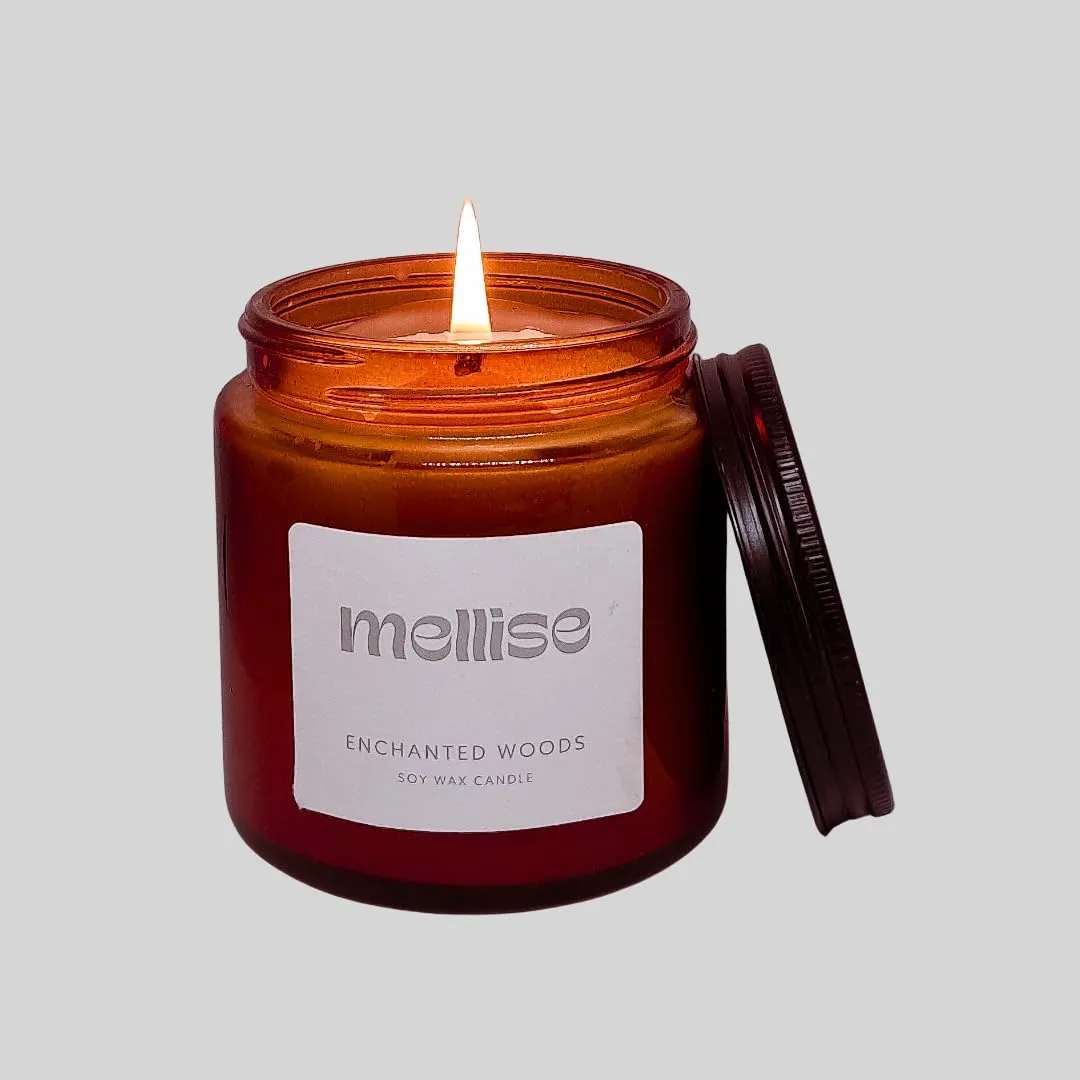 Mellise 200 gm Soy Wax Scented Candle in Glass Jar Lilac and Fresh Cut Grass Fragrance Burn Time 34 Hrs, Luxury Gift, Aromatherapy Fragrance Candles for Home Decor