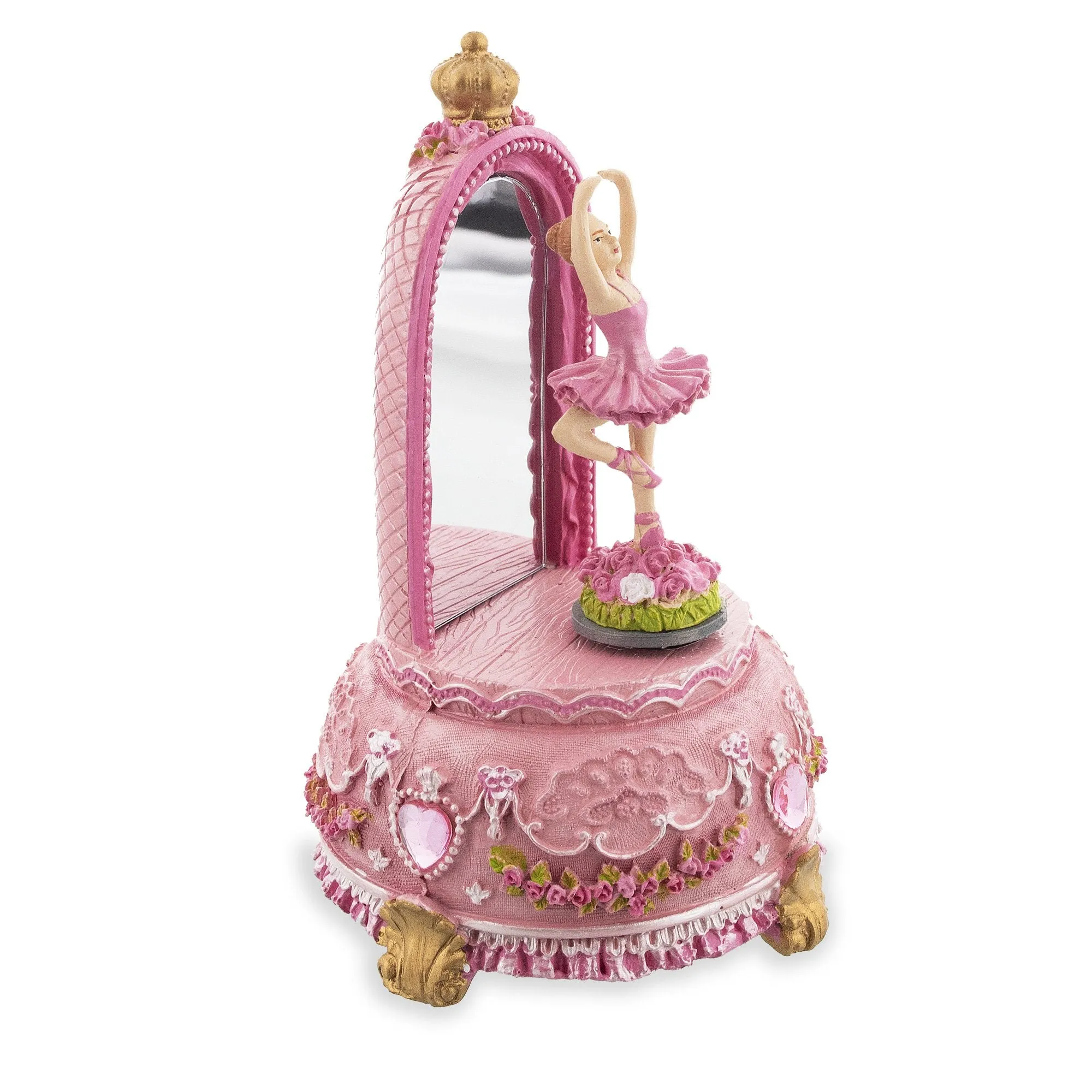 Mirror Ballet Elegance: Spinning Musical Figurine With Dancing Ballerina