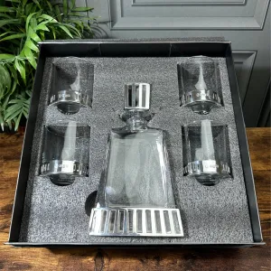 Monaco 600ml Whisky, Wine & Spirits Decanter Gift Set Includes 4x 11oz Monaco Pewter Tumblers