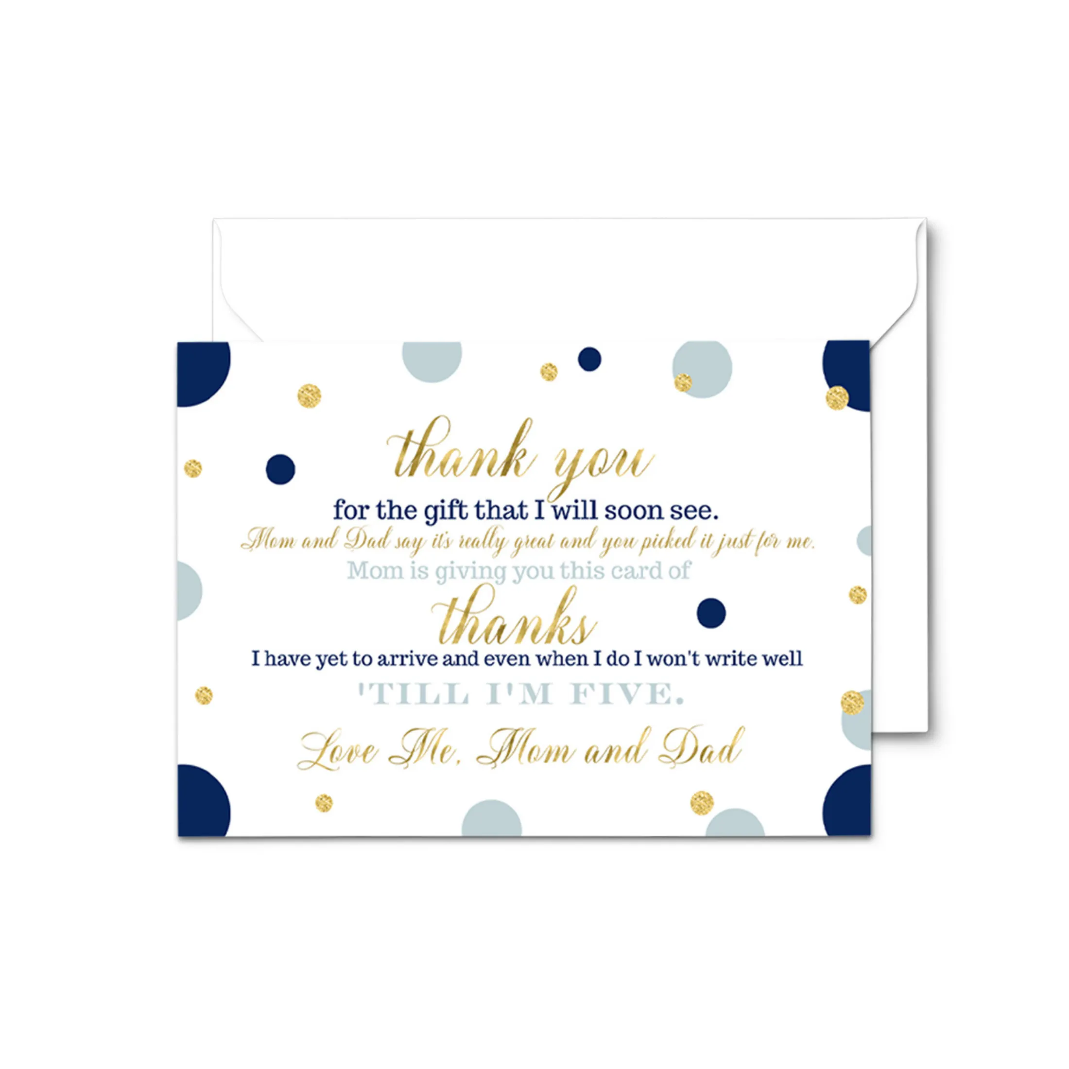 Navy and Gold Baby Shower Thank You Cards for Boys – Notecards (Pack of 25)