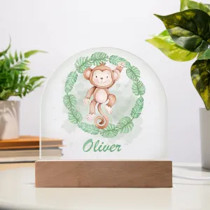 Personalised Safari Wreath Acrylic Dome Plaque Night Light