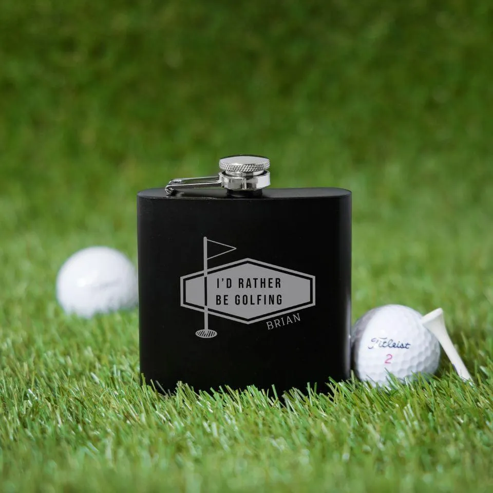 Personalized Black Golf Flask