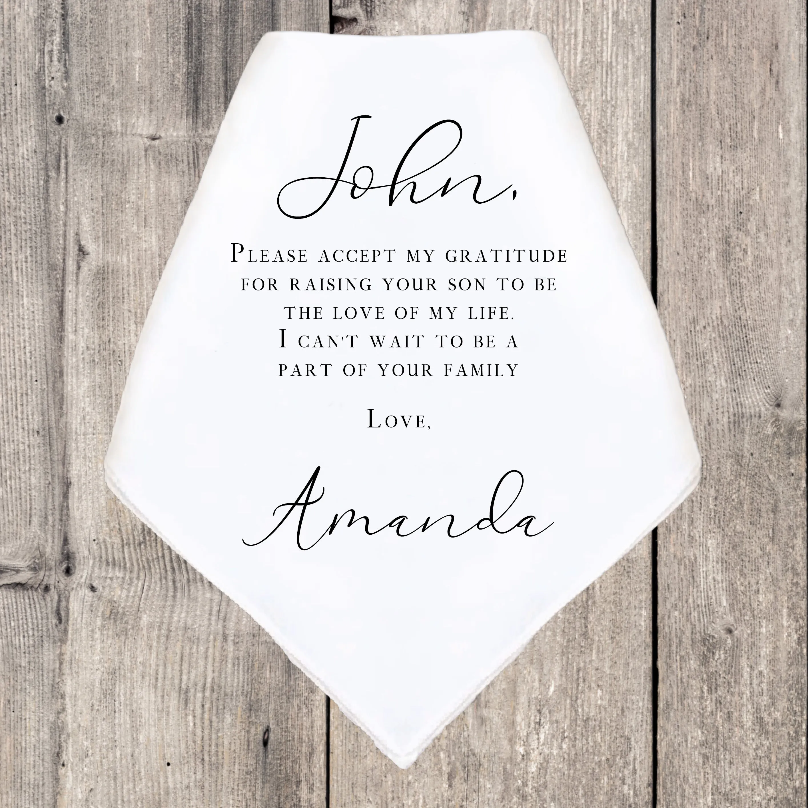 Personalized Father in Law Wedding Handkerchief Gift | Heartfelt Father in Law Wedding Gift from Bride | Thoughtful Customized Gift for Dad in Law from Bride | Custom Keepsake for FIL | Classic Design