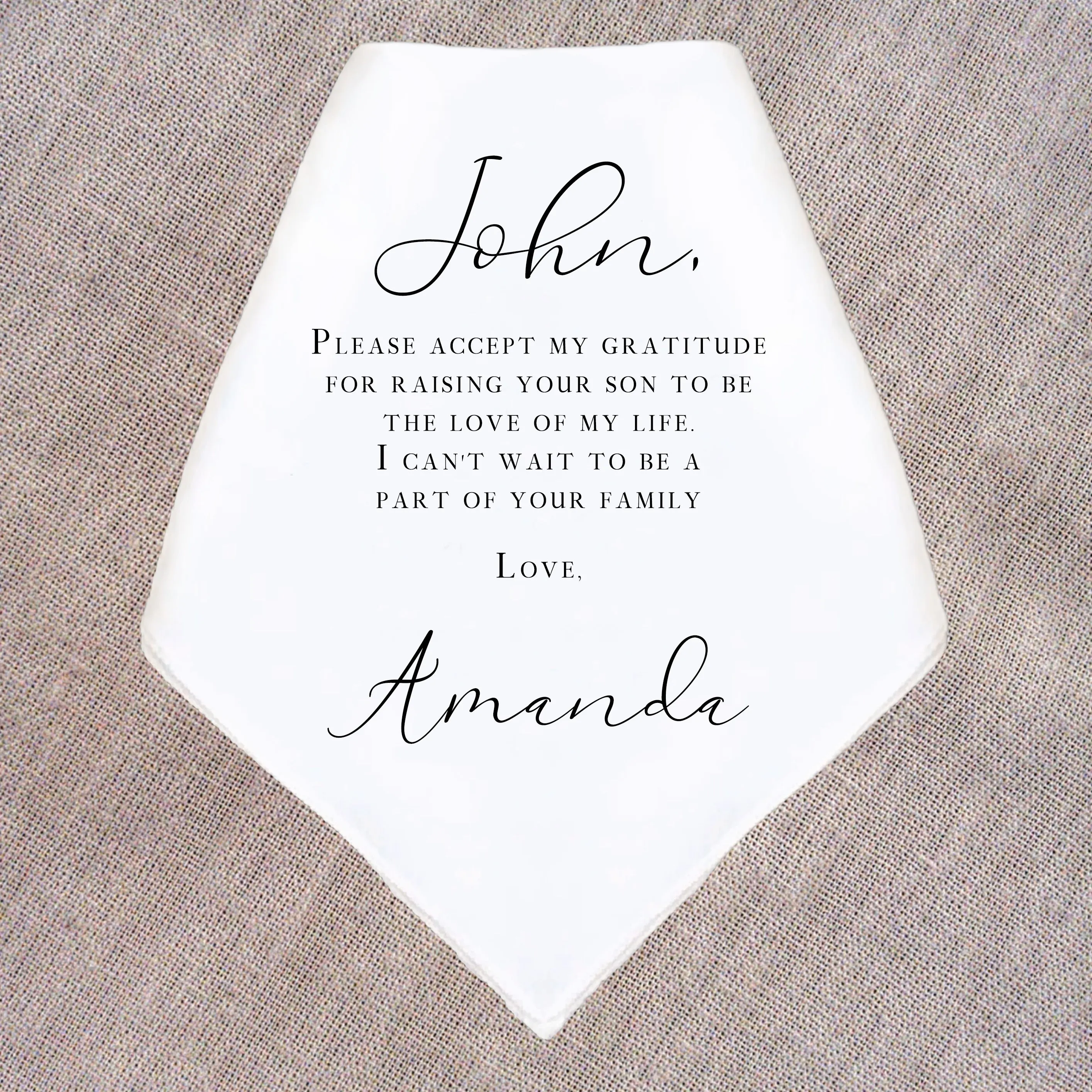 Personalized Father in Law Wedding Handkerchief Gift | Heartfelt Father in Law Wedding Gift from Bride | Thoughtful Customized Gift for Dad in Law from Bride | Custom Keepsake for FIL | Classic Design