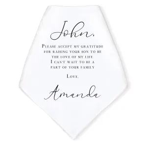 Personalized Father in Law Wedding Handkerchief Gift | Heartfelt Father in Law Wedding Gift from Bride | Thoughtful Customized Gift for Dad in Law from Bride | Custom Keepsake for FIL | Classic Design