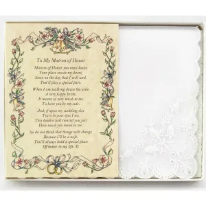 Personalized From the Bride to her Matron of Honor Wedding Handkerchief