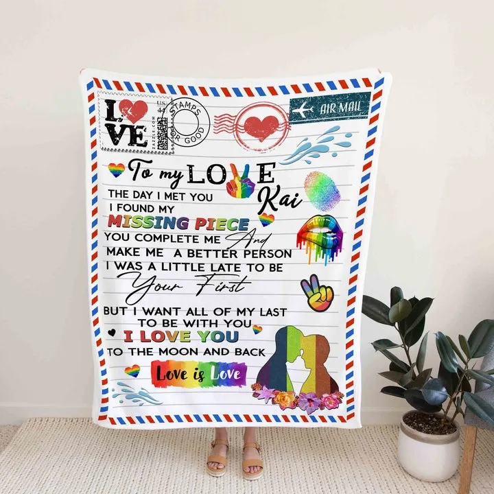 Personalized Letter Blanket For Lgbt, Air Mail Blanket For Gaymer, Couple Gay Man Gift