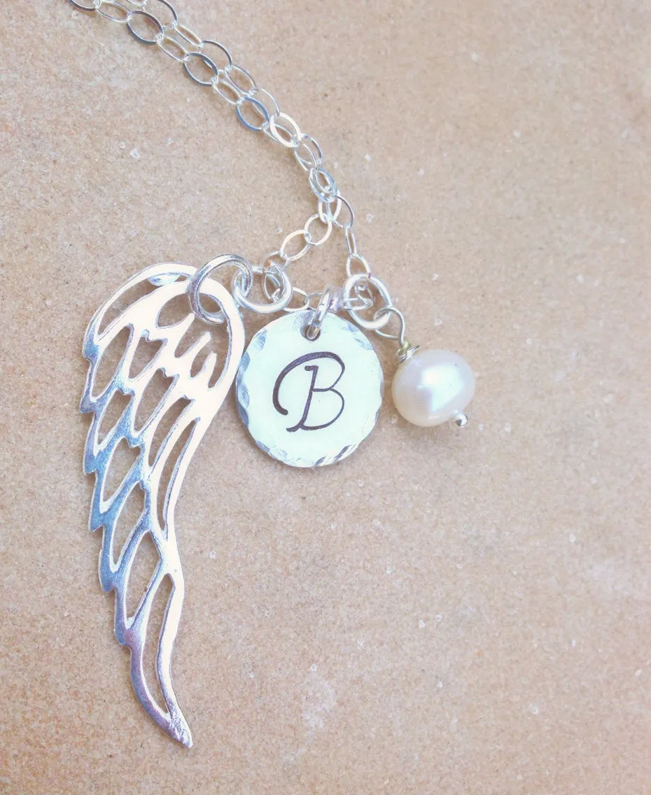 Personalized Necklace, Christmas Gift, Angel Wing Necklace, Gifts for Mom, Gifts for Daughter, natashaaloha