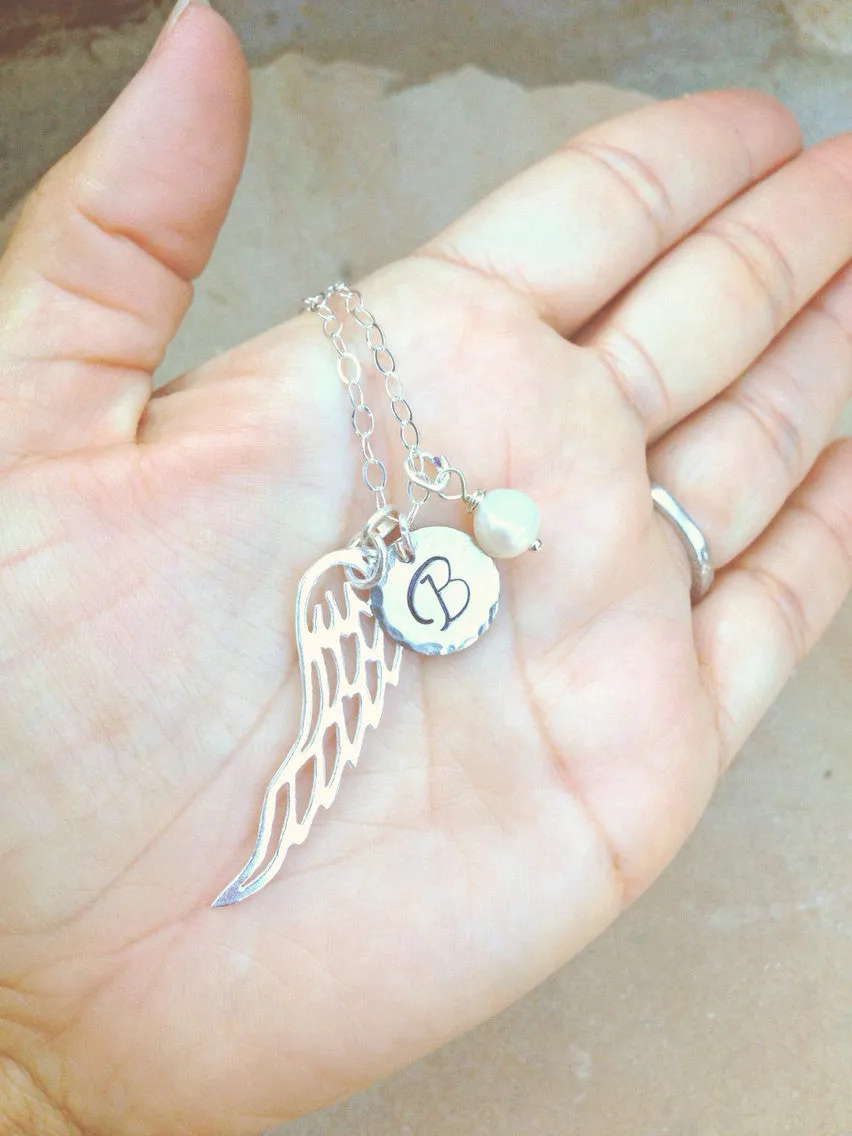 Personalized Necklace, Christmas Gift, Angel Wing Necklace, Gifts for Mom, Gifts for Daughter, natashaaloha