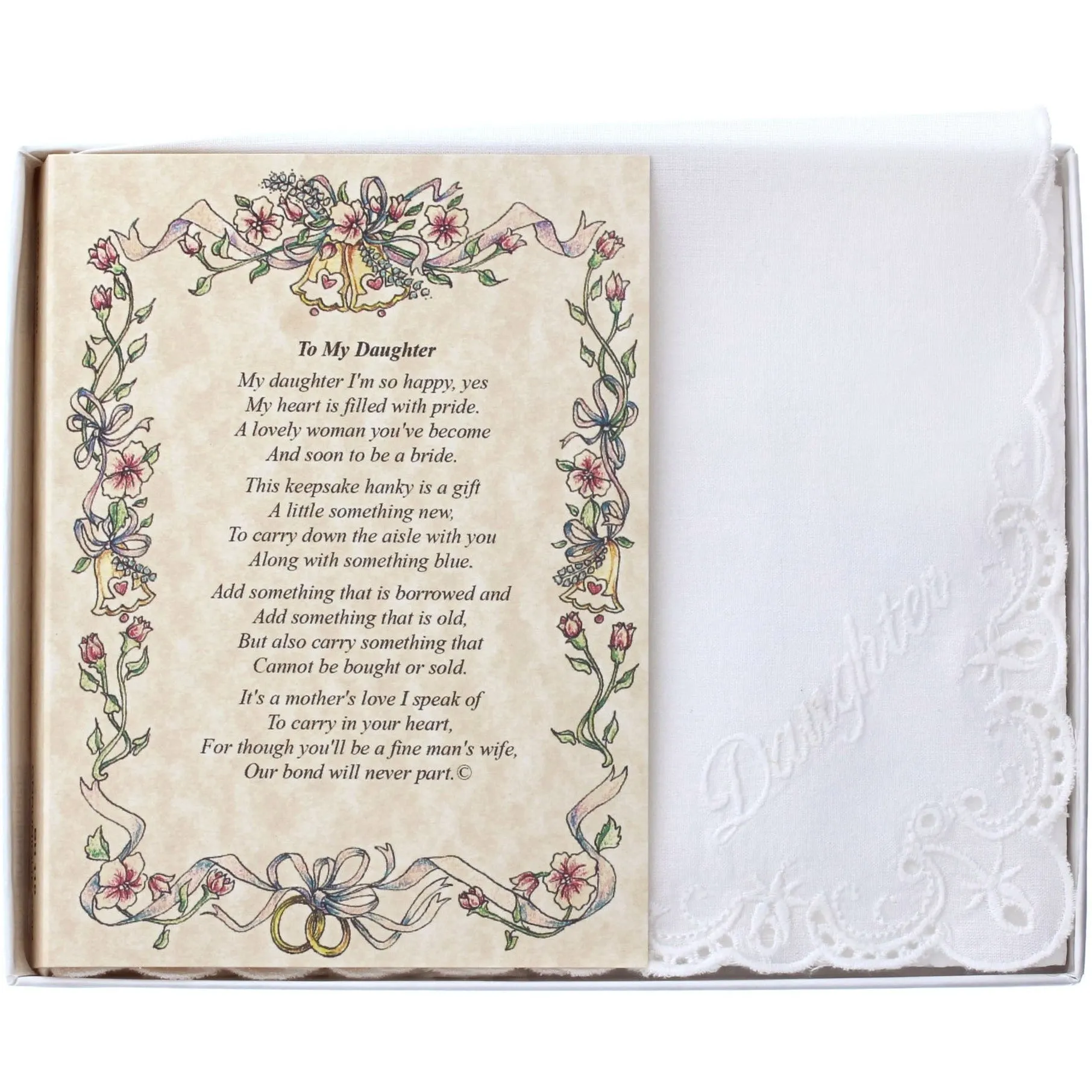 Personalized To My Daughter (From the Bride's Mother) Wedding Handkerchief