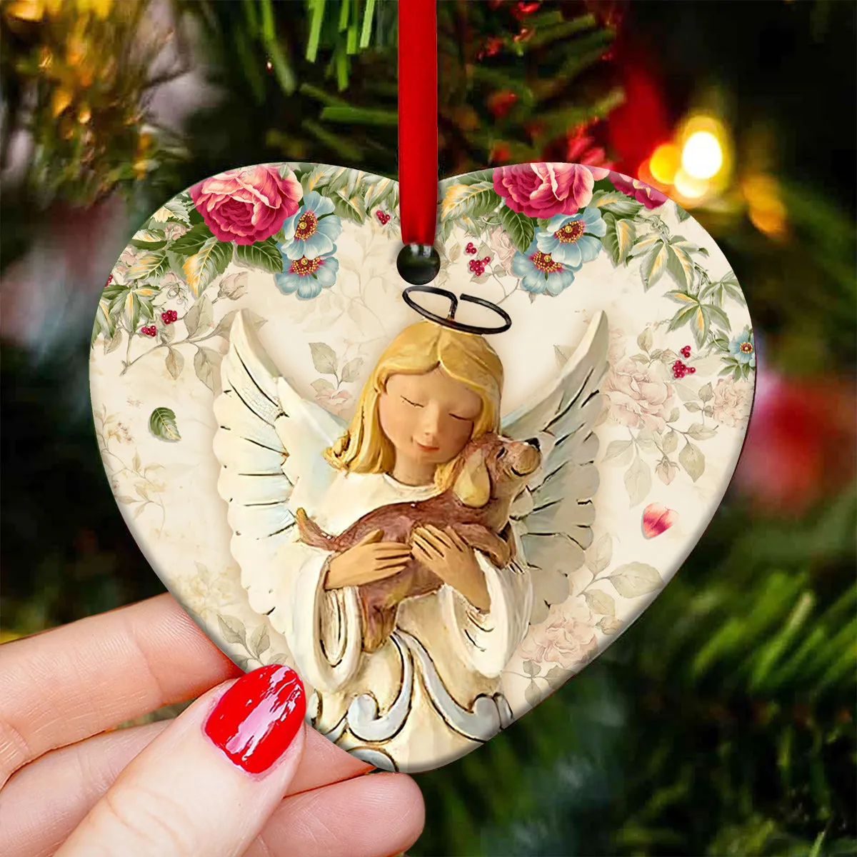 Pet Memorial Angel Faith Still I Love You Forever Heart Ceramic Ornament - Christmas Ornament - Christmas Gift