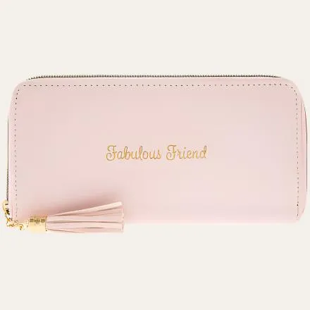 Pink Faux Leather Purse – "Fabulous Friend" Gold Quote