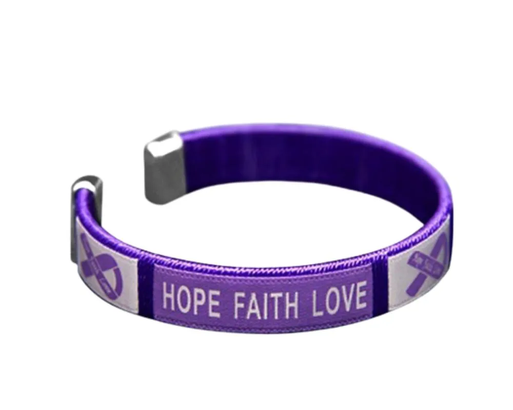 Purple Ribbon Awareness Bangle Bracelets