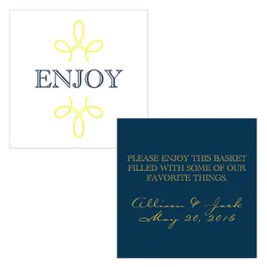 "Enjoy" "Thank you" Square Tag Willow Green