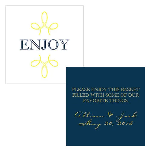 "Enjoy" "Thank you" Square Tag Willow Green