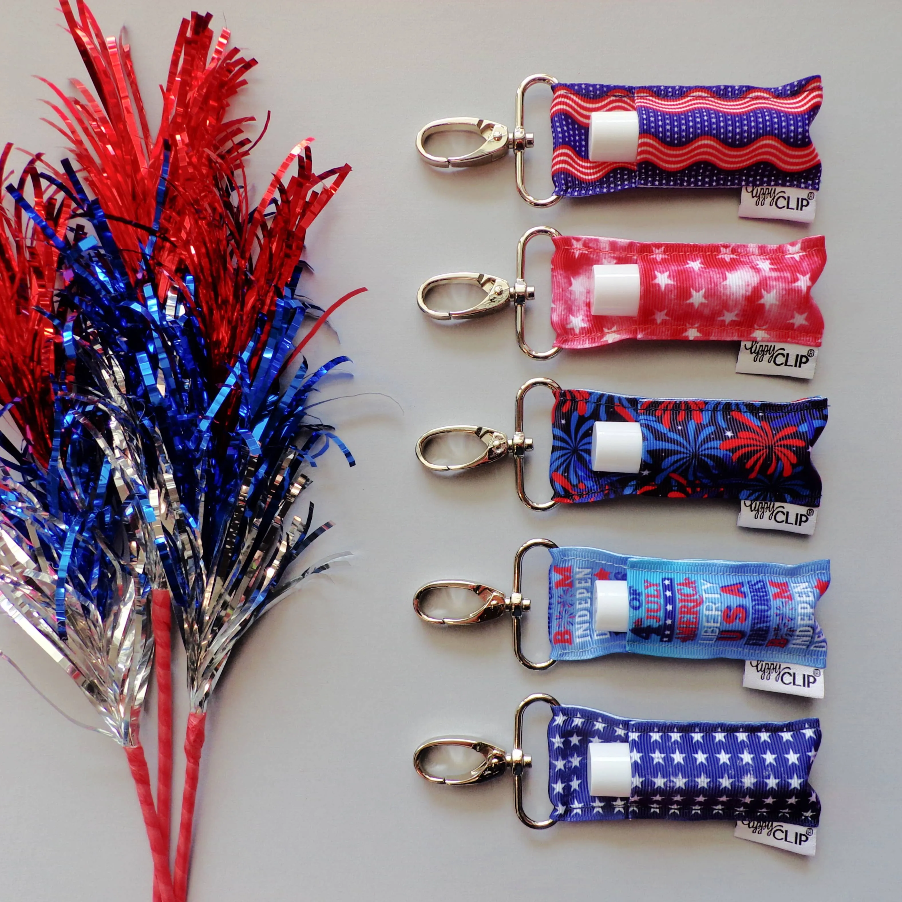 Red Stars Patriotic LippyClip Lip Balm Holder for Chapstick