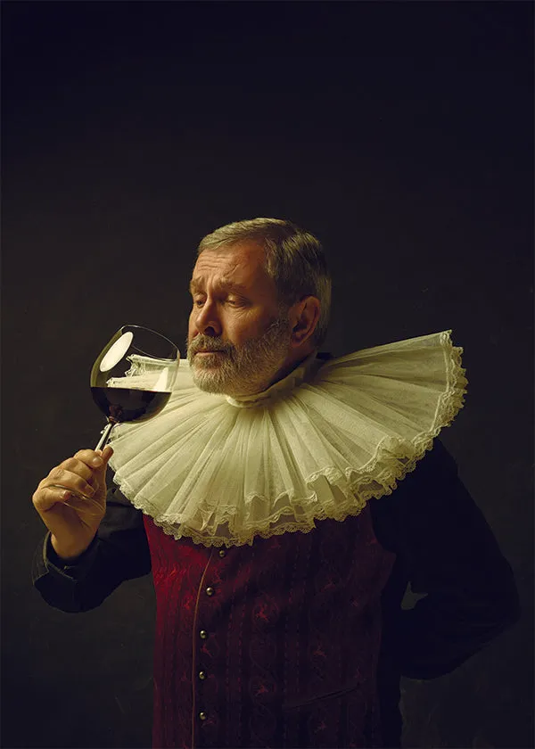 SHAKESPEAREAN MAN WITH WINE CARD