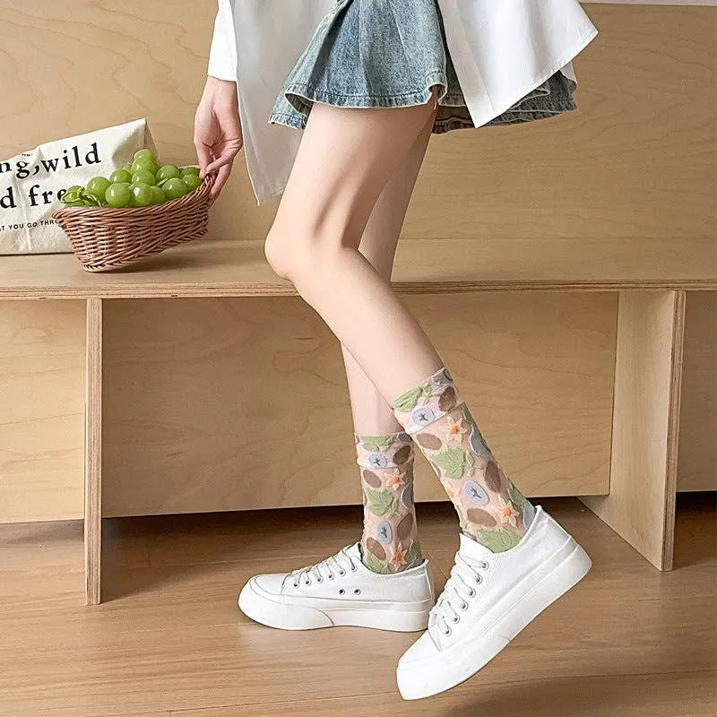 Sheer Vegetable Pattern Socks