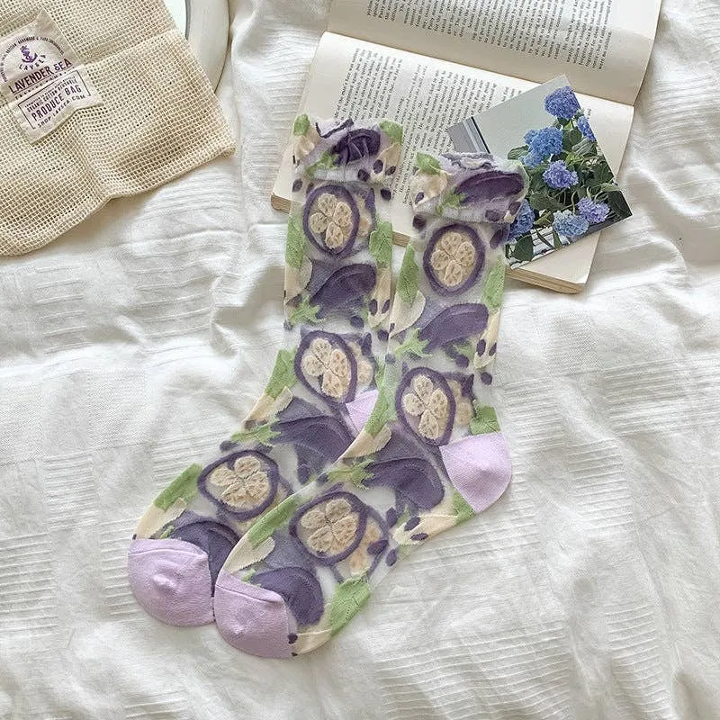 Sheer Vegetable Pattern Socks