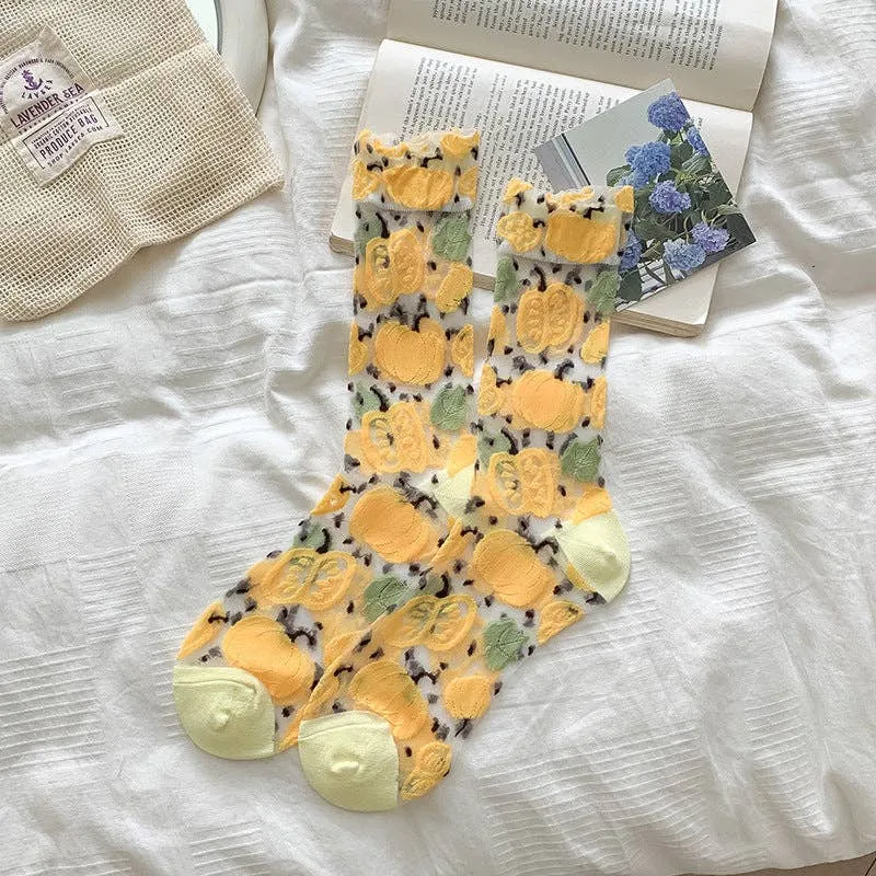 Sheer Vegetable Pattern Socks