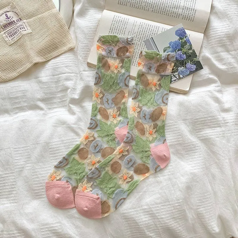 Sheer Vegetable Pattern Socks