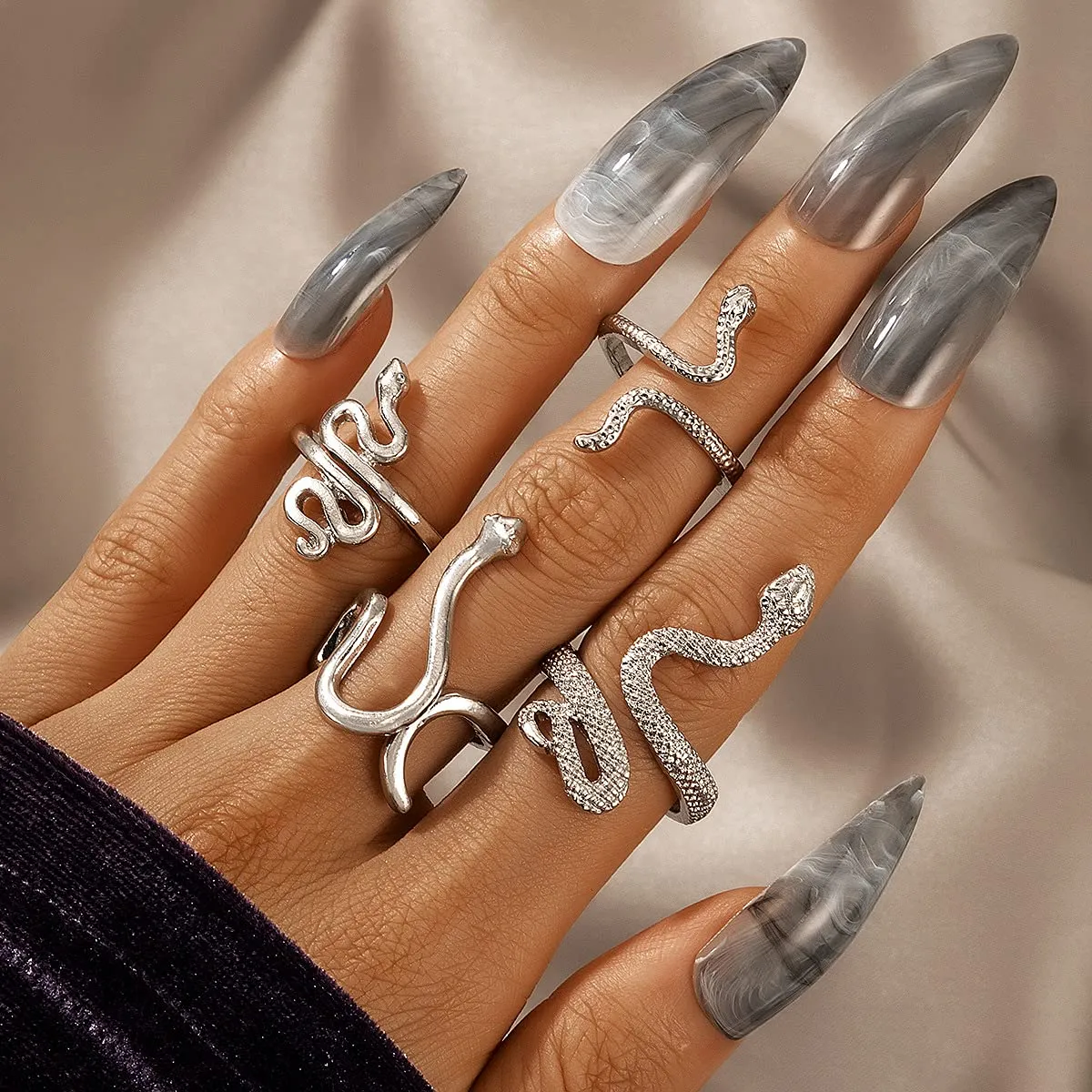 Shining Diva Fashion Stylish Rings for Women and Girls - Set of 4 (Silver)(15157r)