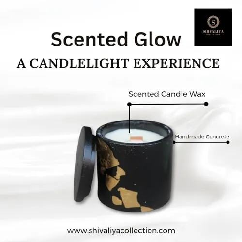 Shivaliya Collection High-Strength Concrete Cylinder Shape Candle Jar with Aroma Fragrance | Premium Scented Soy Wax Fill | 20-22 Hr Burn Time - | Scented Candle |Gifts for Memorable-(Medium, Black)