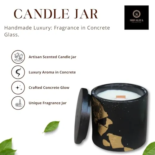 Shivaliya Collection High-Strength Concrete Cylinder Shape Candle Jar with Aroma Fragrance | Premium Scented Soy Wax Fill | 20-22 Hr Burn Time - | Scented Candle |Gifts for Memorable-(Medium, Black)