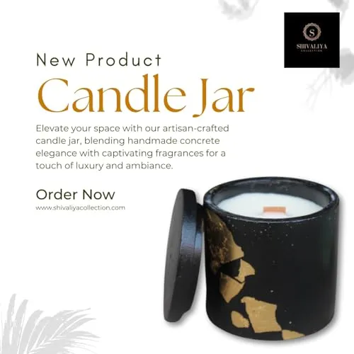 Shivaliya Collection High-Strength Concrete Cylinder Shape Candle Jar with Aroma Fragrance | Premium Scented Soy Wax Fill | 20-22 Hr Burn Time - | Scented Candle |Gifts for Memorable-(Medium, Black)